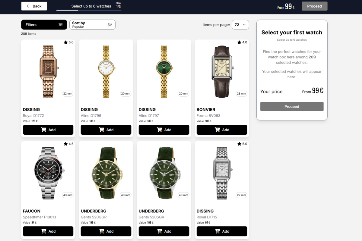 Eksempel på urboks og ure