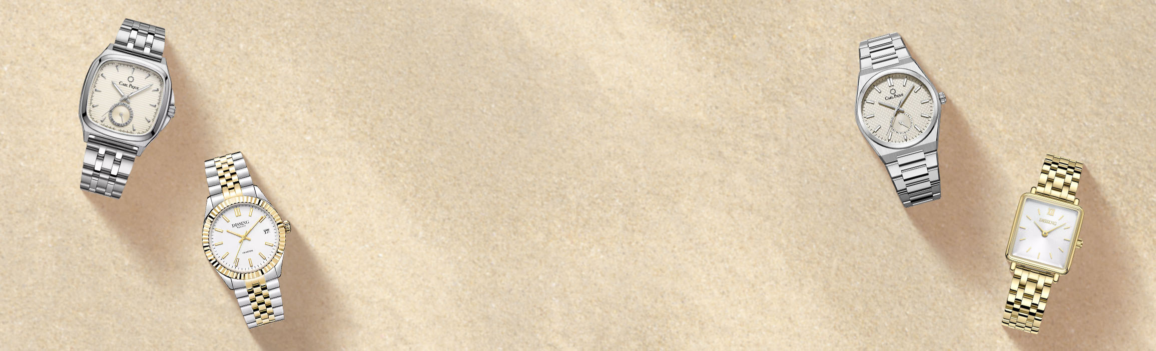 SUMMER SALE banner - Watches laying in the sand