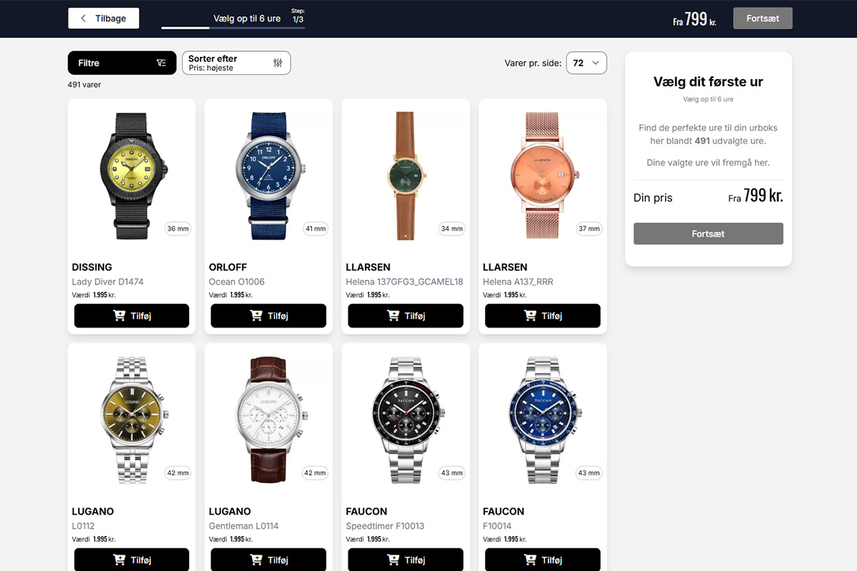 Eksempel på urboks og ure