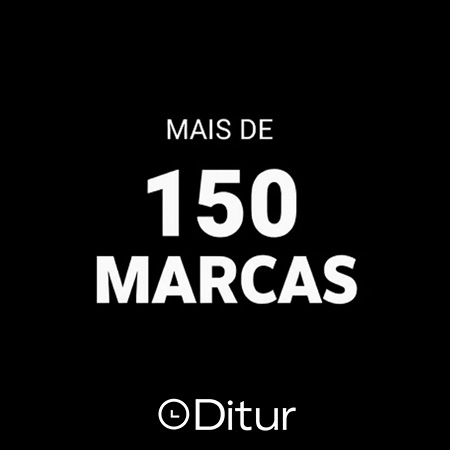 Uma imagem com o texto: Ditur, Mais de 150 marcas