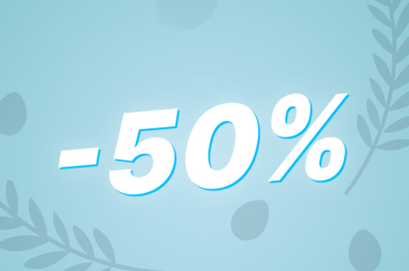 Stort -50% med en p&aring;ske tema baggrund