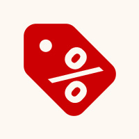 Billede af et rødt ikon med et hvidt procenttegn indeni