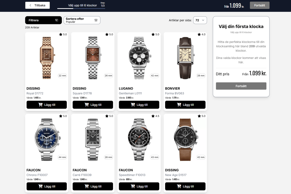 Eksempel på urboks og ure