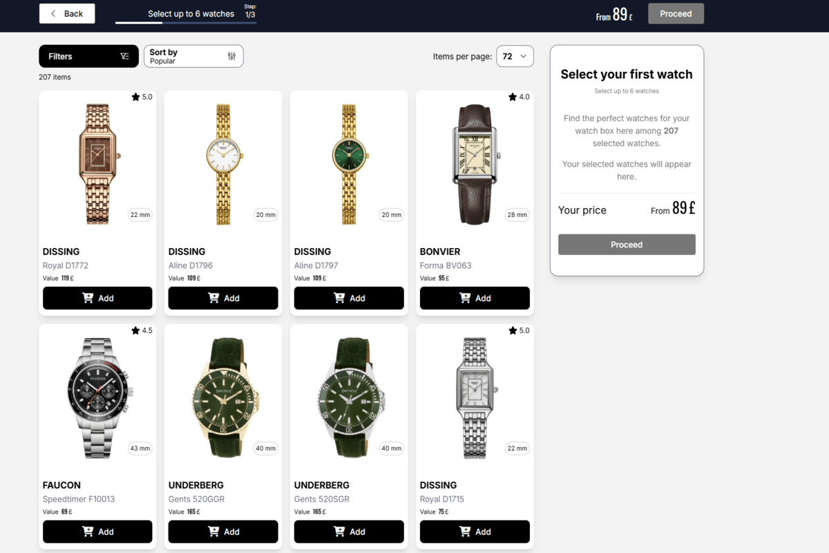 Eksempel på urboks og ure