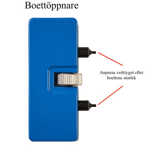 Klockverktyg för att öppna klockor med boett som skruvas på