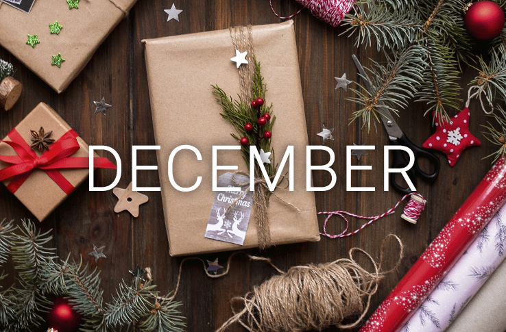 Elementer fra jul med teksten december